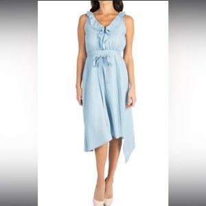 KUT From the Kloth | Dacey Ruffle Sleeveless Asymmetrical Dress Indigo | Small